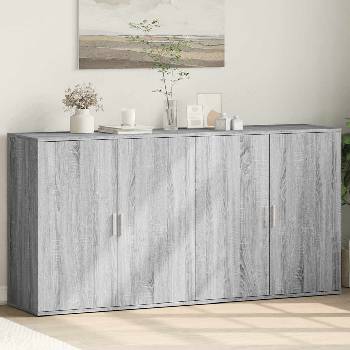 vidaXL Сайдборди, 2 бр, сив сонома, 79x38x80 см, инженерно дърво (3276607)