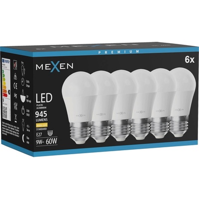 Mexen Nova 6x LED крушка E27, G45, 9W, Топла - 3000K, 945 lm - L101-E27-0930-01x06 (L101-E27-0930-01x06)