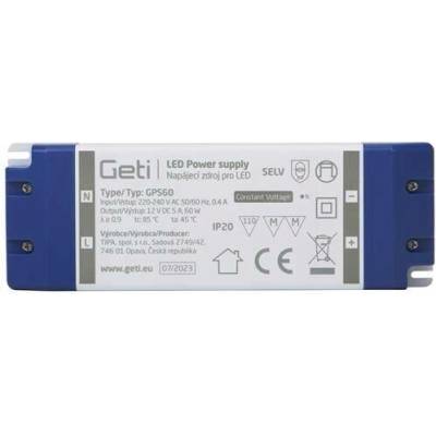 Zdroj spínaný pro LED 12V/ 60W GETI GPS60, IP20