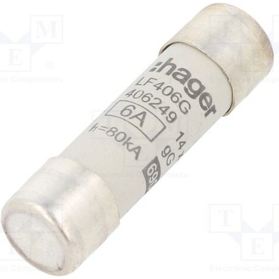 HAGER LF406G Pojistka: tavná; gG; 6A; 690VAC; kulatý,průmyslová; 14x51mm