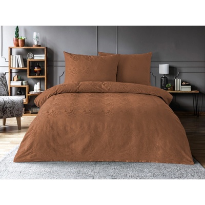 Brotex Luxusné žakárové obliečky listy hnedé 200x200 70x90