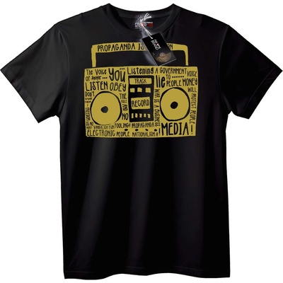 NOONEBRAND Тениска Пропаганда Медия - XXS, Black