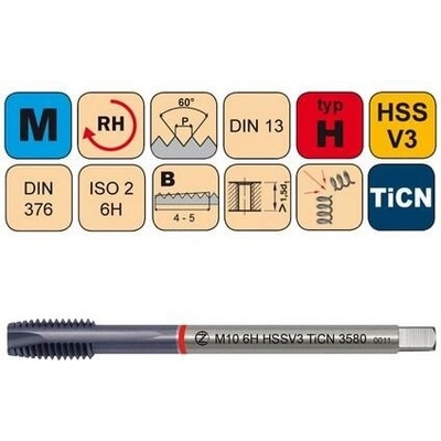 NÁSTROJE CZ Závitník strojní M20x1,5 ISO2 HSSCo5 TiCN DIN 374 B - 3580 - CZZ3580-M20X1,5-ISO2 – Hledejceny.cz