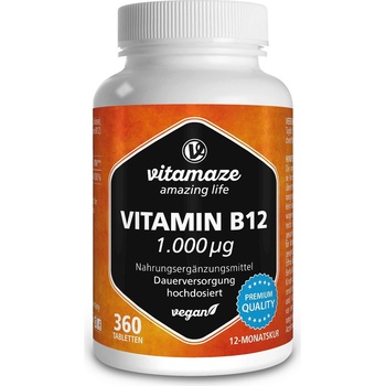 Vitamaze Витамин В12 1000 g - високодозиран - 360 таблетки