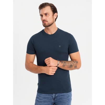 Ombre Clothing Мъжка памучна тениска с трикольор - бяло и тъмносиньо V3 OM-TSCT-0174 Ombre Clothing Ombre Clothing | Sin | МЪЖЕ | S