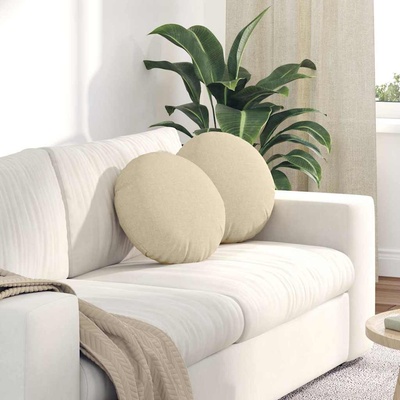 vidaXL Възглавници за седалки 2 pcs Крем Ø40 x 13 см текстил (42014127)