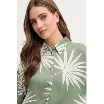 OUI Риза oui дамска в зелено със свободна кройка с класическа яка 92929 (92929)