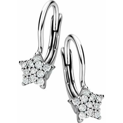 Zlaton Visací náušnice bílé zlato hvězda se zirkony 1.5cm 1.7g 000490902235