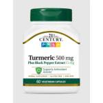 21st Century Turmeric 500mg + Black Pepper Extract 5mg - Куркума | 60 caps (9217)