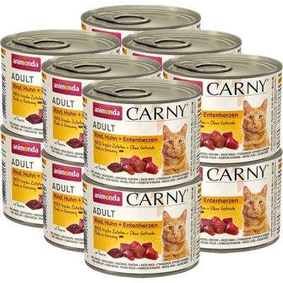 Animonda Carny Adult говеждо, пилешко месо + патици сърца 12 x 200 г