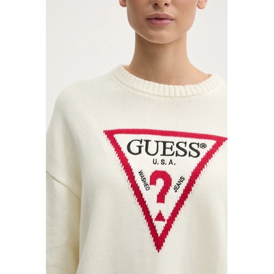 Guess Jeans Памучен пуловер Guess Jeans в бежово от лека материя W4BR12 Z3HM1 (W4BR12.Z3HM1)