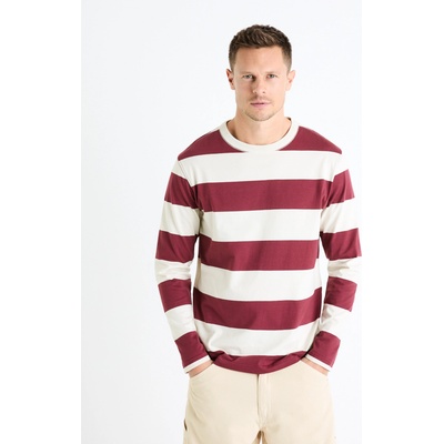 Celio Мъжка риза на райета в цвят бордо Celio Fecond Celio | Cherven | МЪЖЕ | S