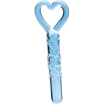Clarity - стъклено дилдо със сърдчата дръжка (прозрачен)