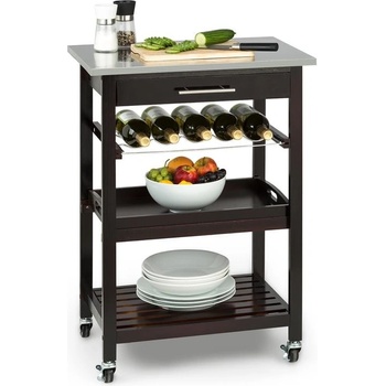Klarstein Vermont servírovací vozík kuchyňský vozík 5 úrovní dřevo nerezová ocel pojízdný Hnědá