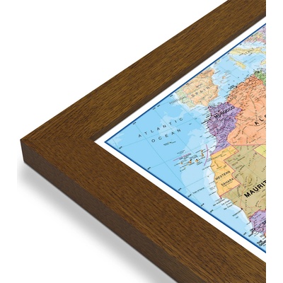Maps International Afrika - nástěnná politická mapa 120 x 100 cm Varianta: mapa v dřevěném rámu, Provedení: Pegi tmavý ořech