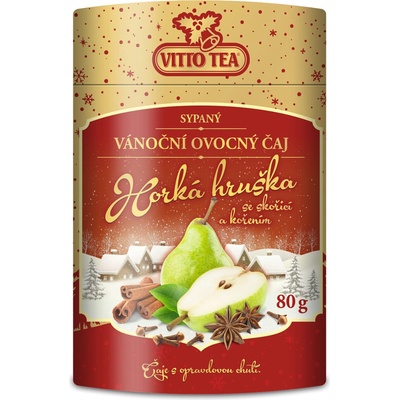 Vitto Tea Horká hruška se skořicí a kořením-vánoční ovocný sypaný čaj 80 g