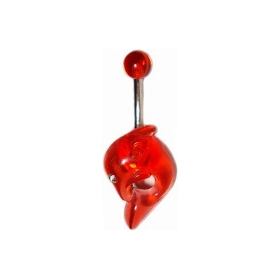 Šperky4U piercing do pupíku delfín červená BA01032-R