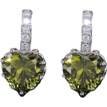 HARAHU Обеци Silver Heart - Светло зелено KP25920 (25920)