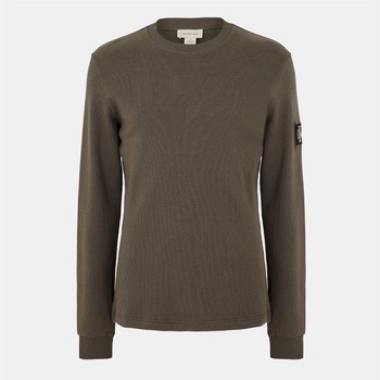 Calvin Klein Jeans Фланелка с дълъг ръкав Calvin Klein Jeans Waffle Long Sleeve Top - Beluga