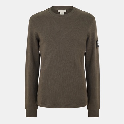 Calvin Klein Jeans Фланелка с дълъг ръкав Calvin Klein Jeans Waffle Long Sleeve Top - Beluga