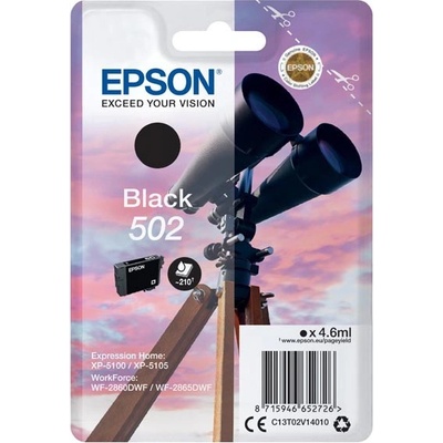 Epson original ink C13T02V14010, T02V140, 502, black, 210str. , 4.6ml (C13T02V14010)