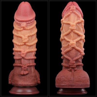 LoveToy Dual Layered Platinum Silicone Cock with Rope Curved 10.5"