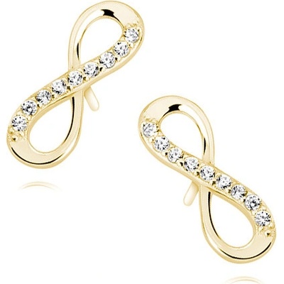 Lunica Stříbrné náušnice NEKONEČNO GOLD se zirkony 0692