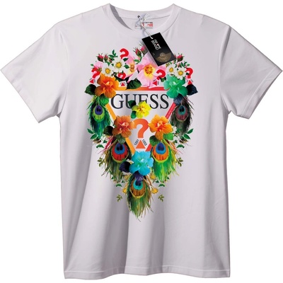 NOONEBRAND Тениска GUESS Флорален Паун - S, White