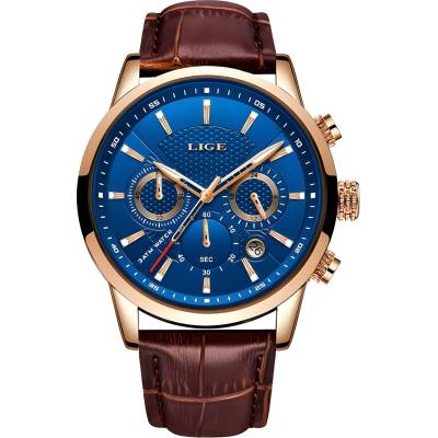 LIGE Часовник lige el-14630 - Кафяво / Златно / Синьо kp14630 (el-14630)