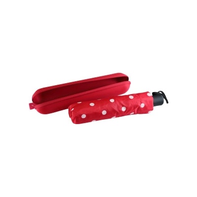 Skládací automatický mini deštník puntíky růžový – Zboží Mobilmania