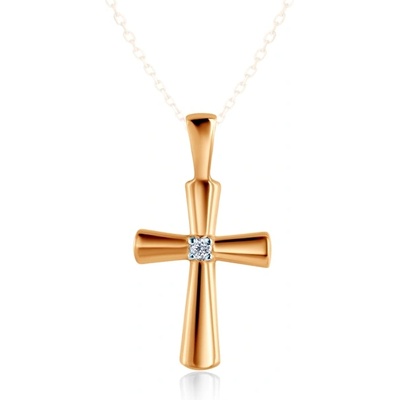 SAVICKI Висулка с кръстче Savicki: двуцветно злато, диамант