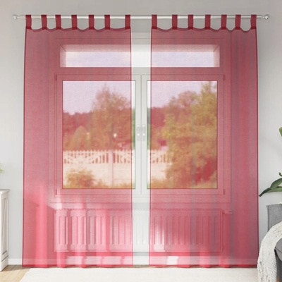 Voálové záclony s poutky 2 ks Vínově červené 140x225 cm