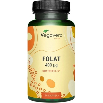 Vegavero Folate Quatrefolic 400 mcg | CoEnzyme B-9 [120 капсули]