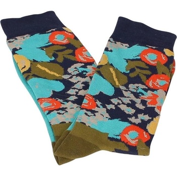 Мъжки чорапи в тъмносиньо с шарени елементи