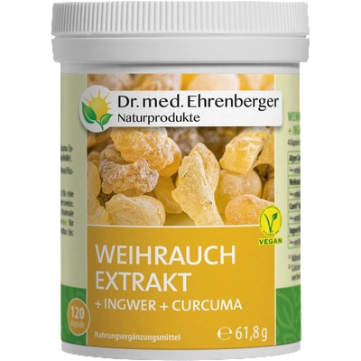 Dr. Ehrenberger Naturprodukte Екстракт от тамян + Джинджифил + Куркума на капсули - 120 капсули