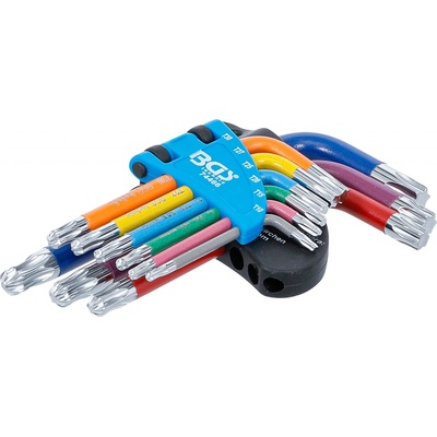 BGS technic Sada zahnutých klíčů vícebarevné krátké T-profil pro Torx s kulovou hlavou T10-T50 9dílná BGS 74466