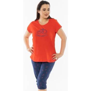 Image 1 of Макси пижама в червено и тъмносиньо с череши