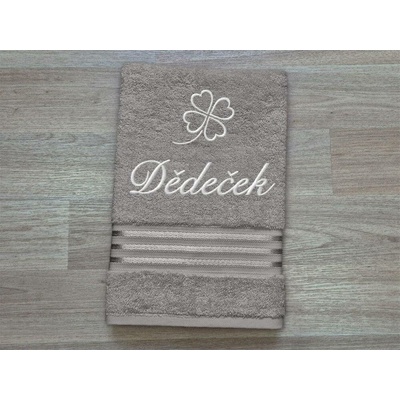 Povlečení Plus ručník dědeček se čtyřlístkem 50 x 100 cm linie tmavě šedá