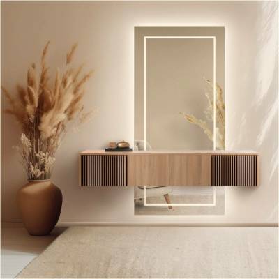 Alfaram Obdélníkové zrcadlo ze dvou částí s osvětlením MENA LED 90x180
