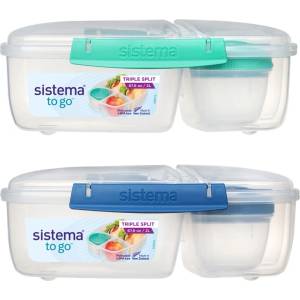 Holmes Products (Europe) Limited Кутия за обяд Sistema To Go Triple Split с контейнер за кисело мляко 2 л, смесени цветове