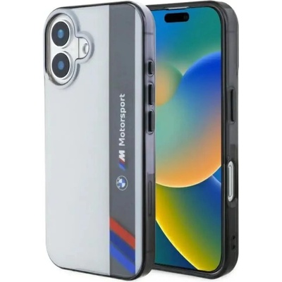 BMW Калъф BMW Motosport IML Vertical Stripe iPhone 16 Plus - сив (3666339325459)