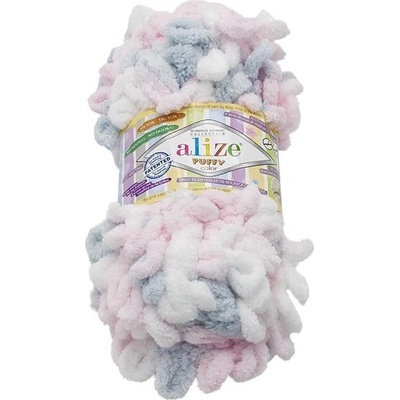 Puffy color 100 g - 5864 biela, sivá, svetloružová