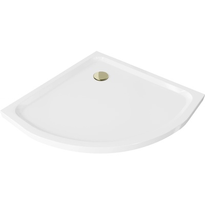 Mexen Flat душ кабина полукръгла slim 70 x 70 cm, бяла, сифон златен - 41107070G (41107070G)