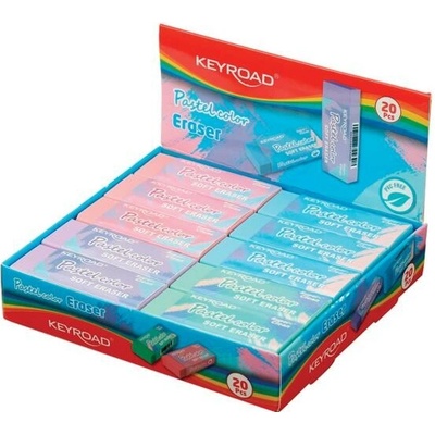 Keyroad guma mix pastelových farieb, displej 20 ks KR972035