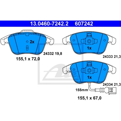 Sada brzdových platničiek, vždy 4 kusy v sade ATE 13.0460-7242.2 (13046072422)