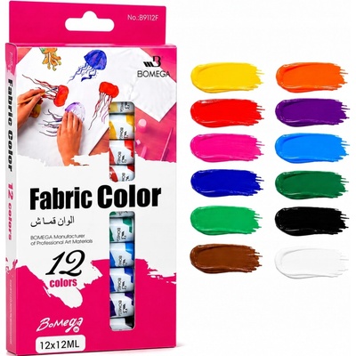 Farby na textil Bomega 12 x 12 ml