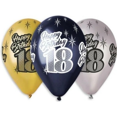 MIRAOFFICE Balóny Happy Birthday 18 metalické 30 cm