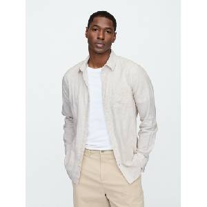 GAP Риза от лленобленда Standard Fit GAP GAP | Bezhov | МЪЖЕ | L