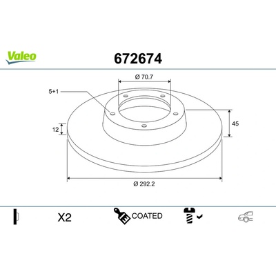 Brzdový kotúč VALEO 672674