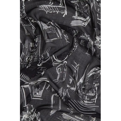 Karl Lagerfeld Тънък шал с коприна Karl Lagerfeld K/SKETCH (A4W33116)